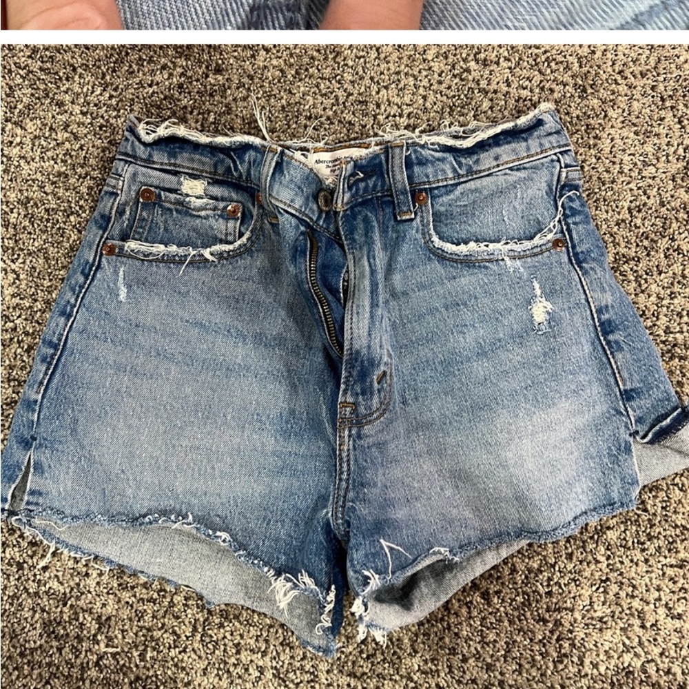 Abercrombie & Fitch Distressed Light Blue Denim Jean Shorts
